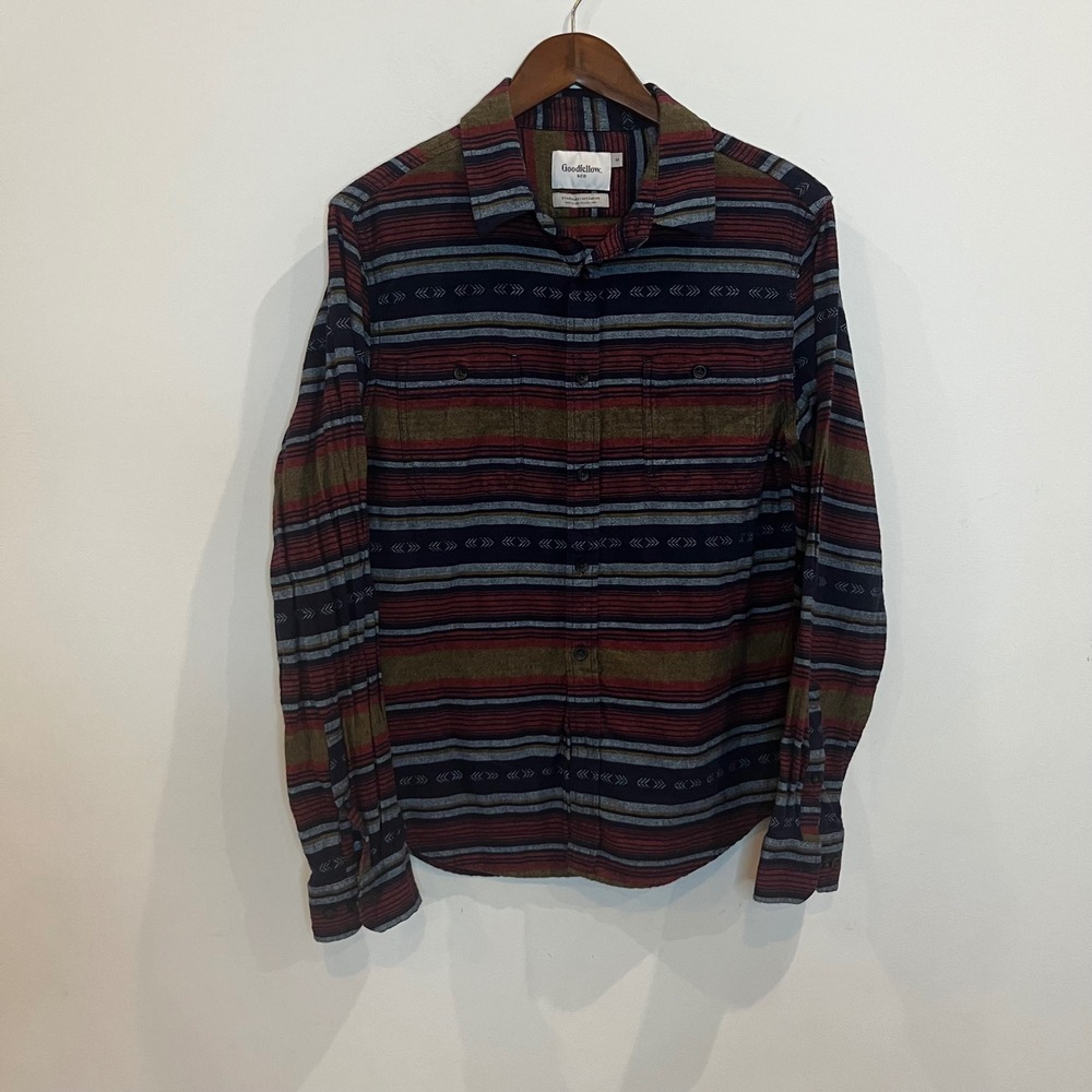 Goodfellow & Co Mens Flannel Shirt Medium Multicolor Striped Southwestern Arrow
